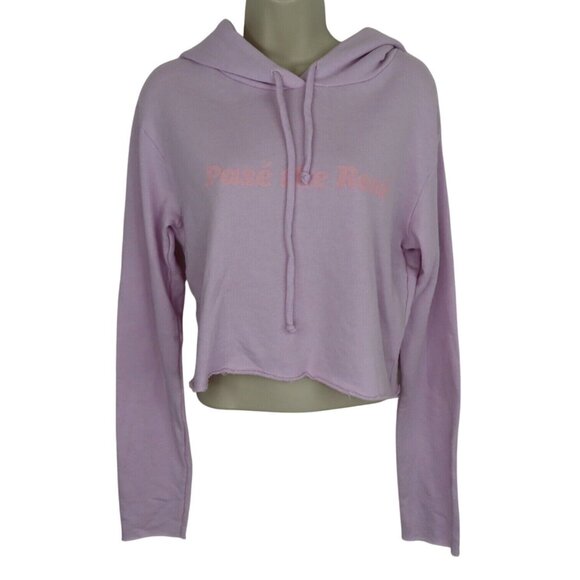 Wildfox Tops - Wildfox Womens Large Pass the Rose Purple Pink Crop Hoodie Pullover Sweatshirt